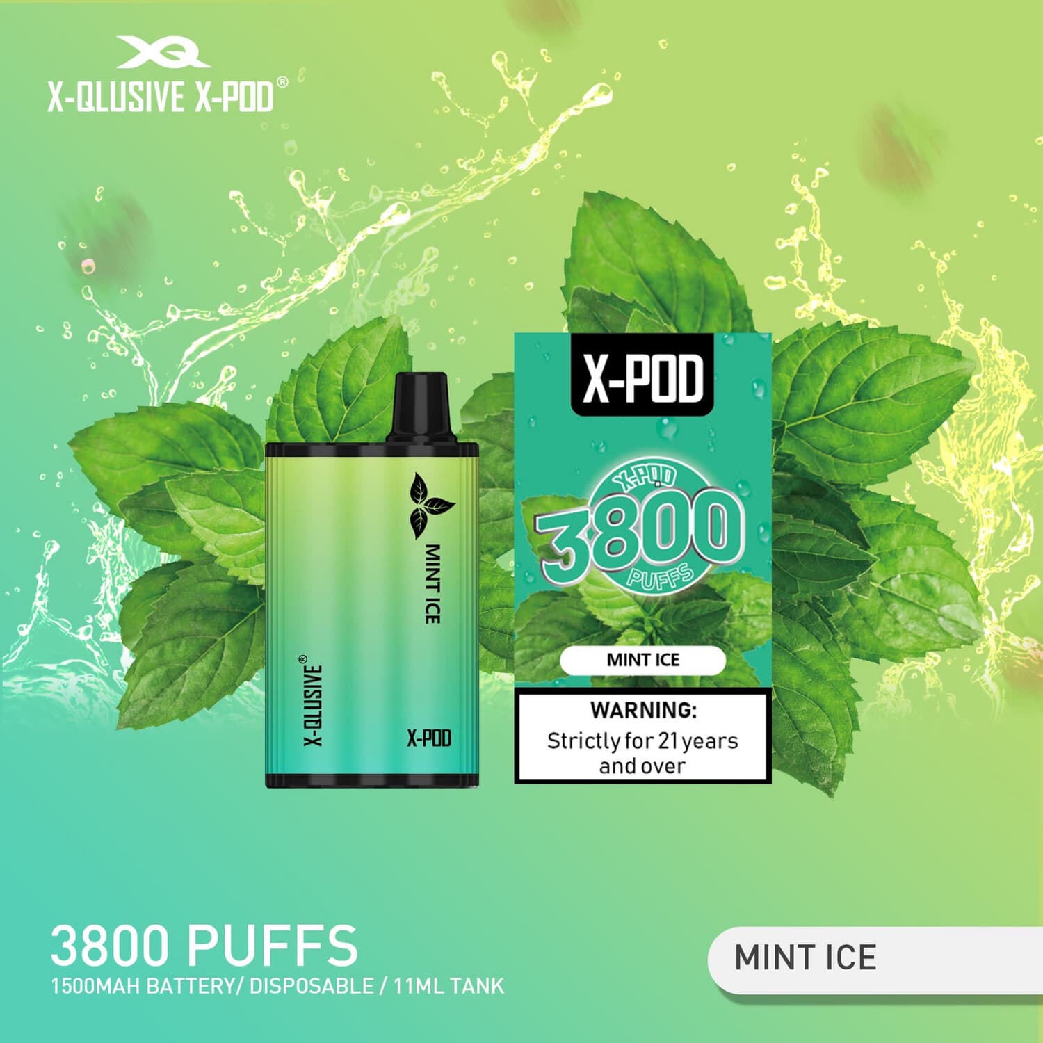 X - QLUSIVE X - POD MINT ICE - 3800 PUFFS — buy online Australia | Buy Vape Online