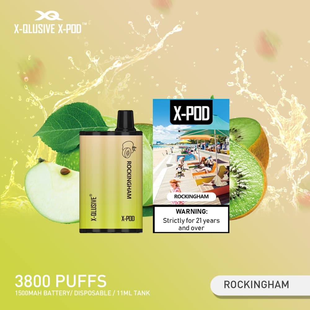 X - QLUSIVE X - POD ROCKINGHAM (Apple Kiwi Ice) - 3800 PUFFS — buy online Australia | Buy Vape Online